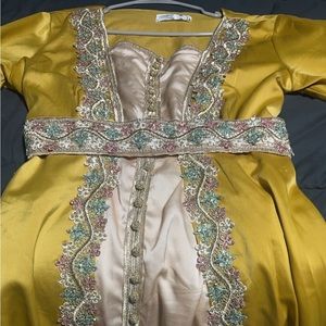Mustard Moroccan kaftan dress thobe